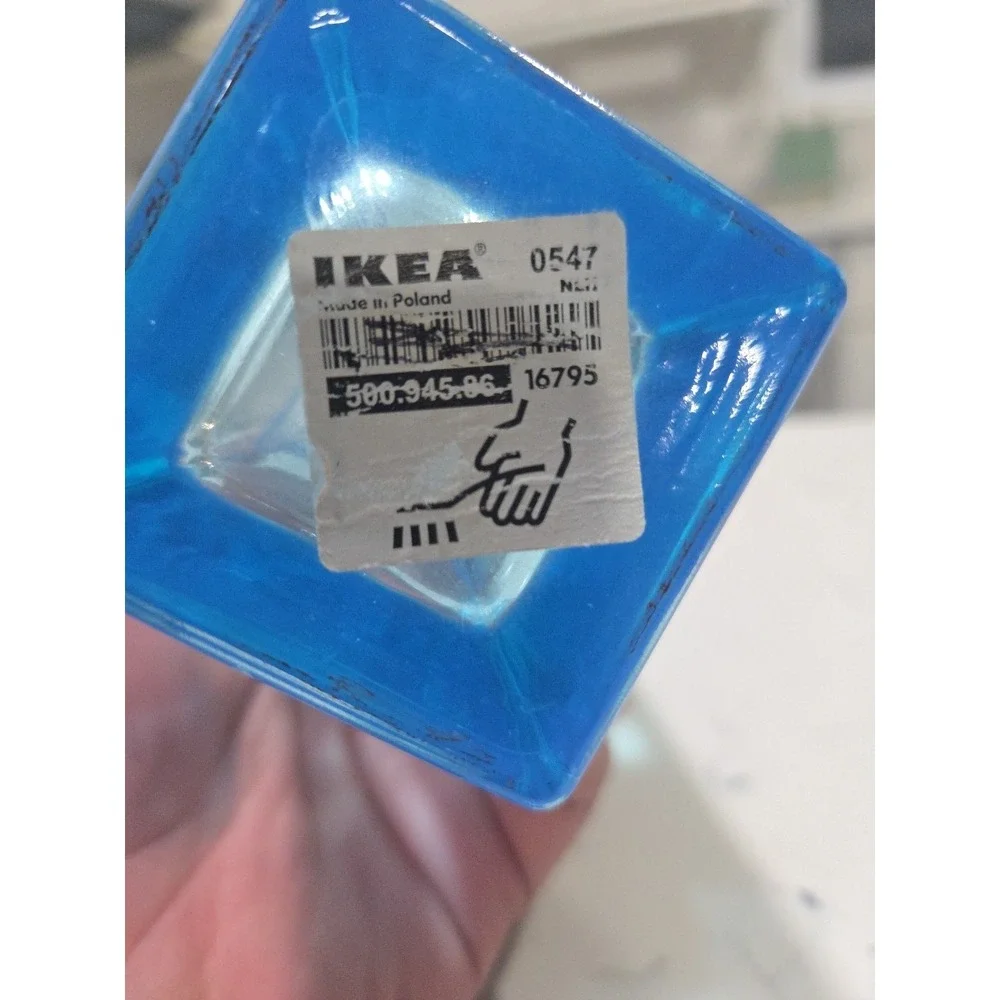Vintage Ikea Blue Vase Made In Poland 0547